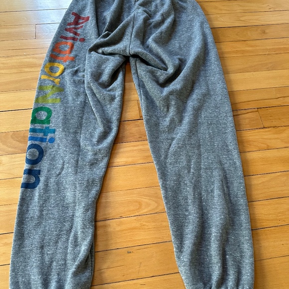 Aviator Nation Sweatpants - Heather Grey Logo Pants - Picture 2 of 4